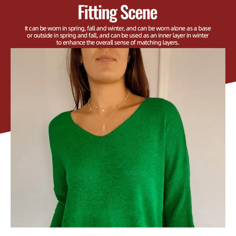Chroma Chic™ Knitted V-Neck Top in Solid Color - Science Factory Shop