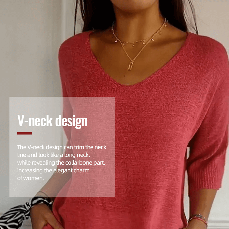 Chroma Chic™ Knitted V-Neck Top in Solid Color - Science Factory Shop