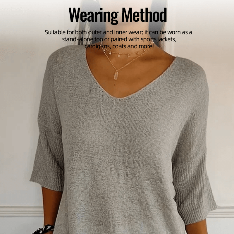 Chroma Chic™ Knitted V-Neck Top in Solid Color - Science Factory Shop