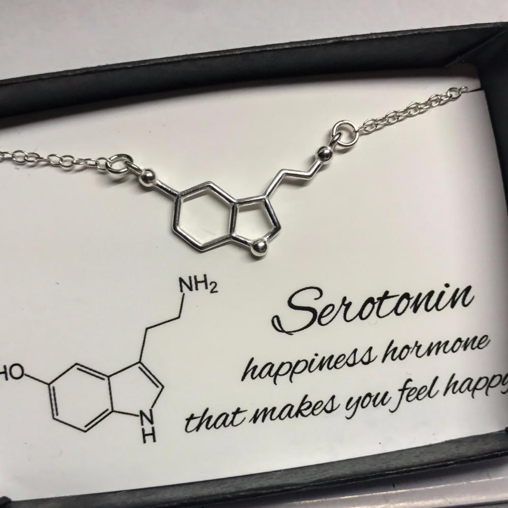 Serotonin "Happiness Hormone" Molecule Necklace - Science Factory Shop